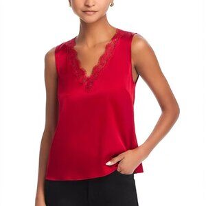 Generation Love Marie Red Lace Trim Satin Tank Top Size XS